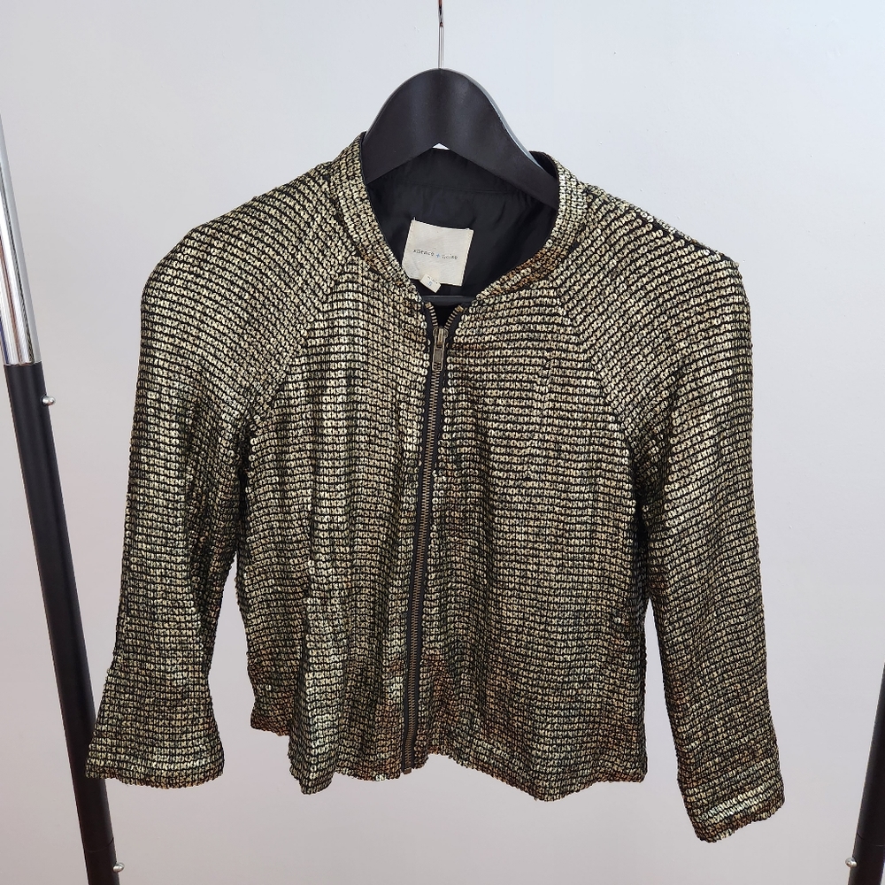 Sequin cropped zip-up top, Urban Outfitters, Size Small